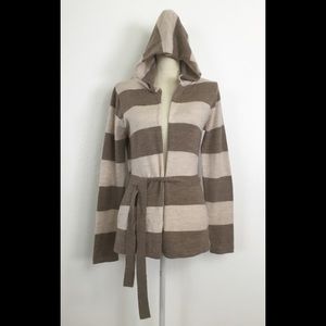 Brunella Gori Wool Hooded Cardigan Sweater Tie